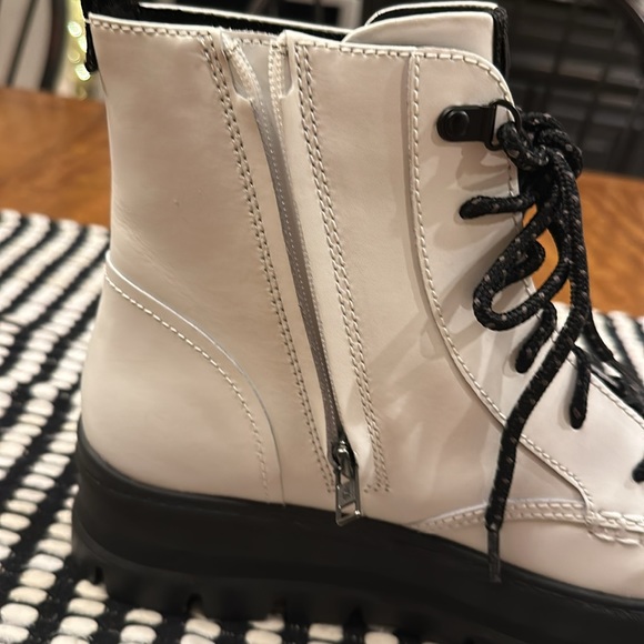 UGG women’s SIDNEE WHITE WATERPROOF LEATHER COMBAT SHORT BOOTS - Picture 8 of 16